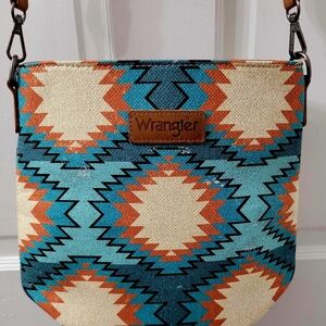 Wrangler Aztec Patterned Crossbody Bag - Blue and Orange